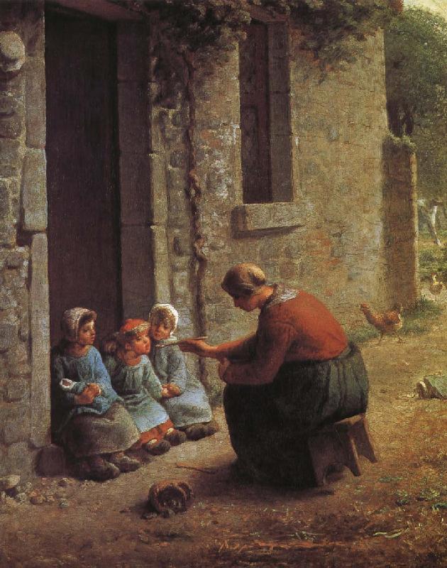 Woman feeding the children, Jean Francois Millet